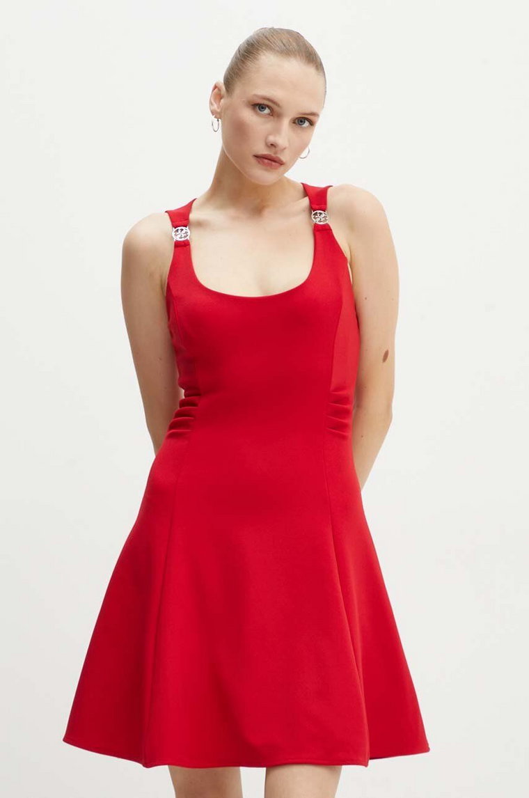 Guess sukienka ARIANNA kolor czerwony midi rozkloszowana W4YK24 KCBO2