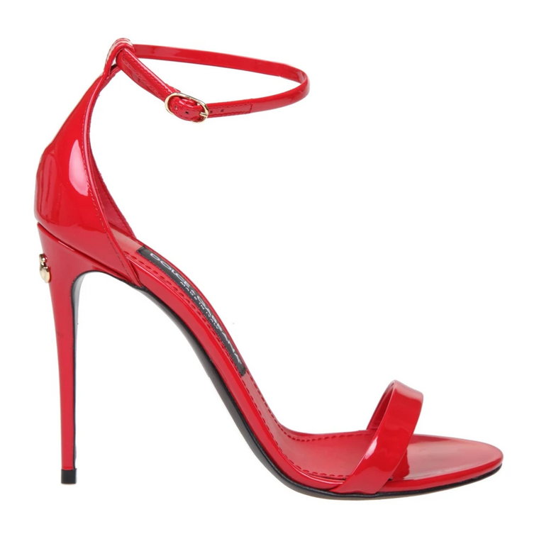 Czerwone Sandały z Lakierowanej Skóry z Regulowanym Paskiem Dolce & Gabbana