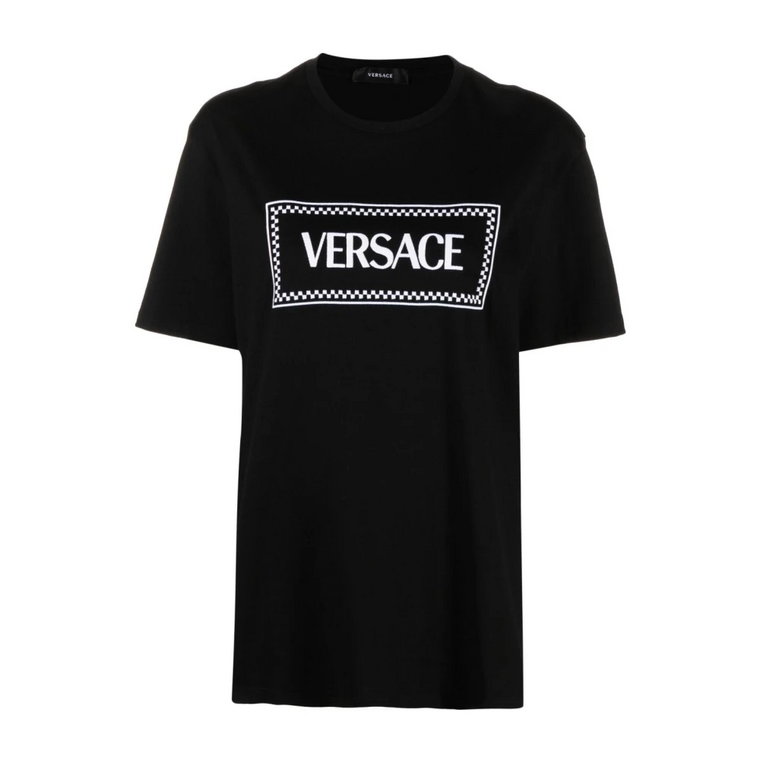 Czarna bawełniana koszulka z logo Versace