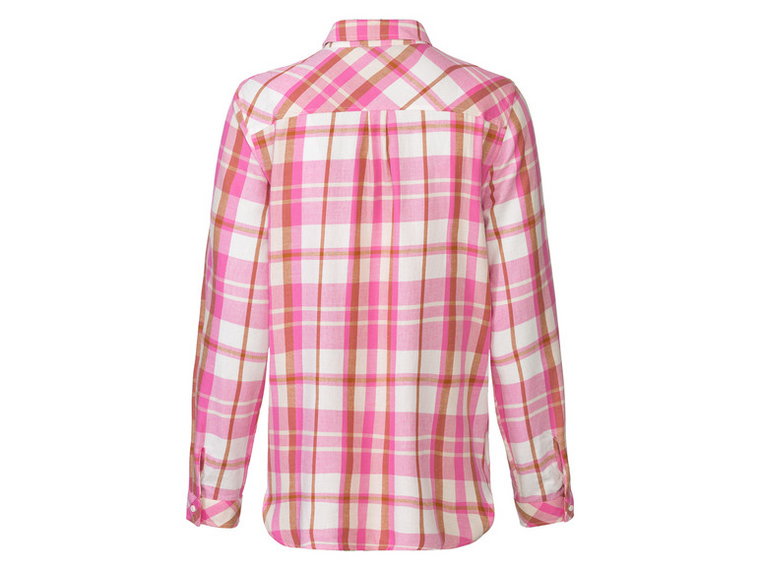 esmara Koszula damska flanelowa, z bawełny (34, Kratka/różowy/biały)
