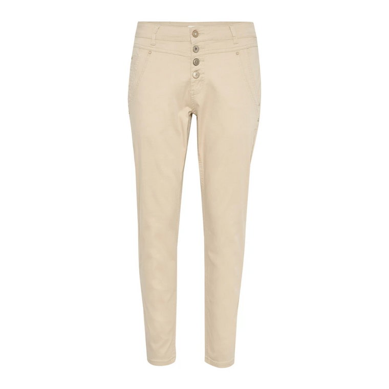 Nowoczesne 7/8 Spodnie Twill Szary Pióro Cream