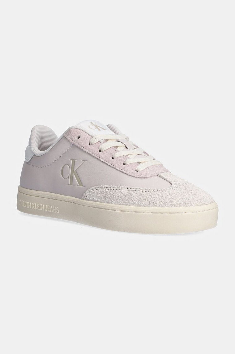 Calvin Klein Jeans sneakersy skórzane CLASSIC CUPSOLE LOW MG MIX kolor beżowy YW0YW01611