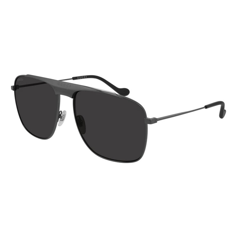 Stylowe męskie okulary przeciwsłoneczne z ciemną oprawką i szarymi soczewkami Gucci