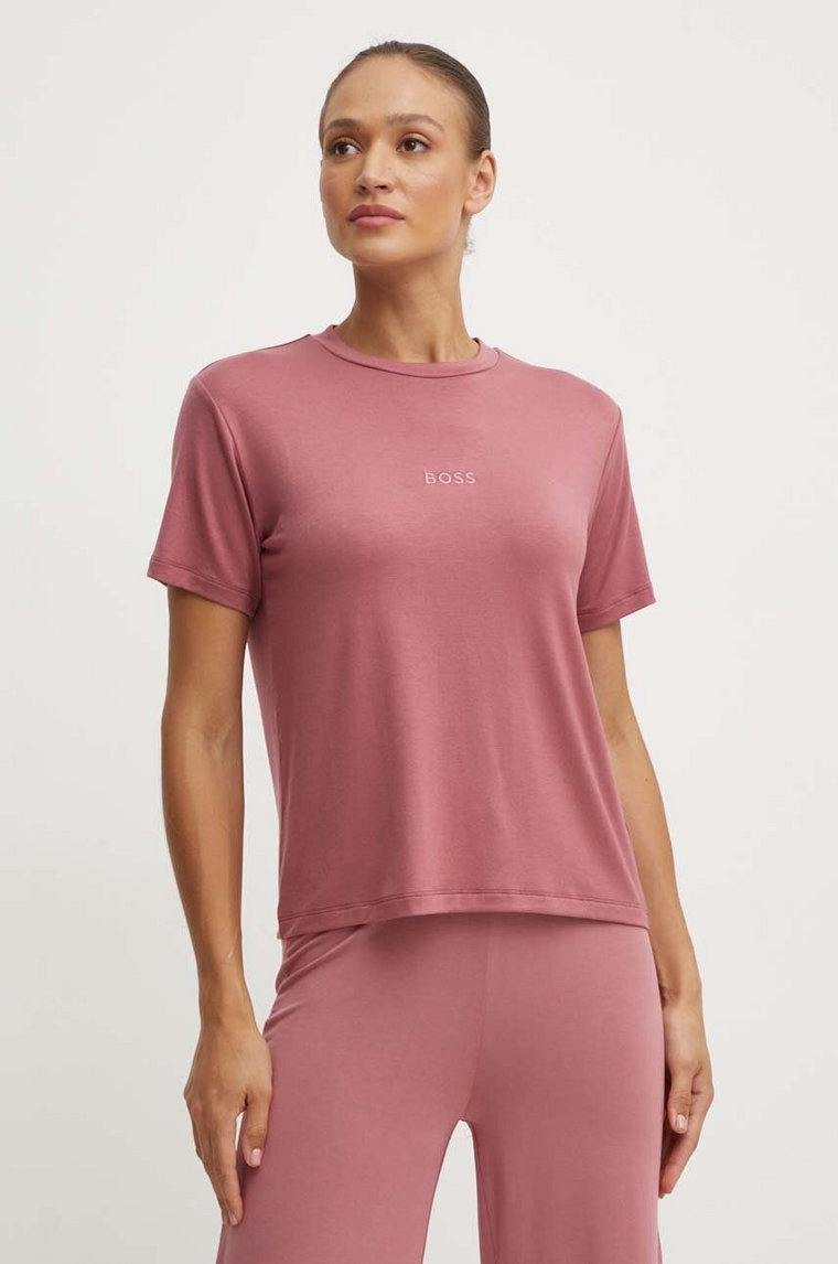 BOSS t-shirt damski kolor różowy