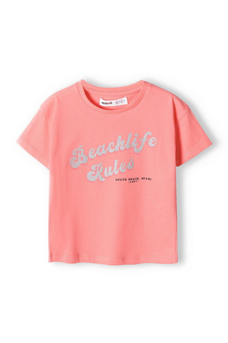Różowa bluzka dziewczęca bawełniana z napisem