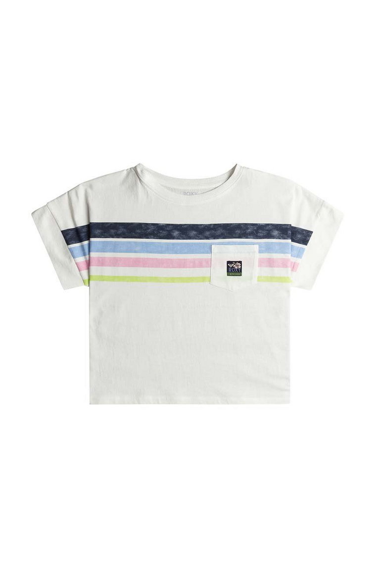 Roxy t-shirt bawełniany dziecięcy SWIMMININTHESTA kolor biały