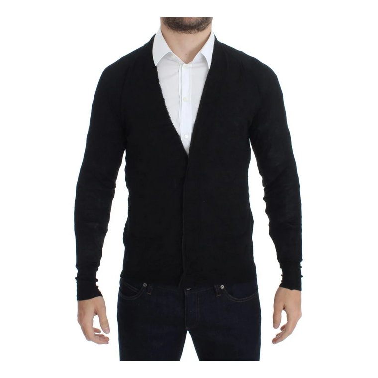 Black Fine Wool Button Cardigan Costume National