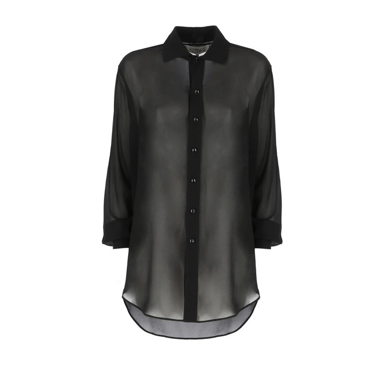 Czarna jedwabna koszula z rozszerzanym dołem Maison Margiela