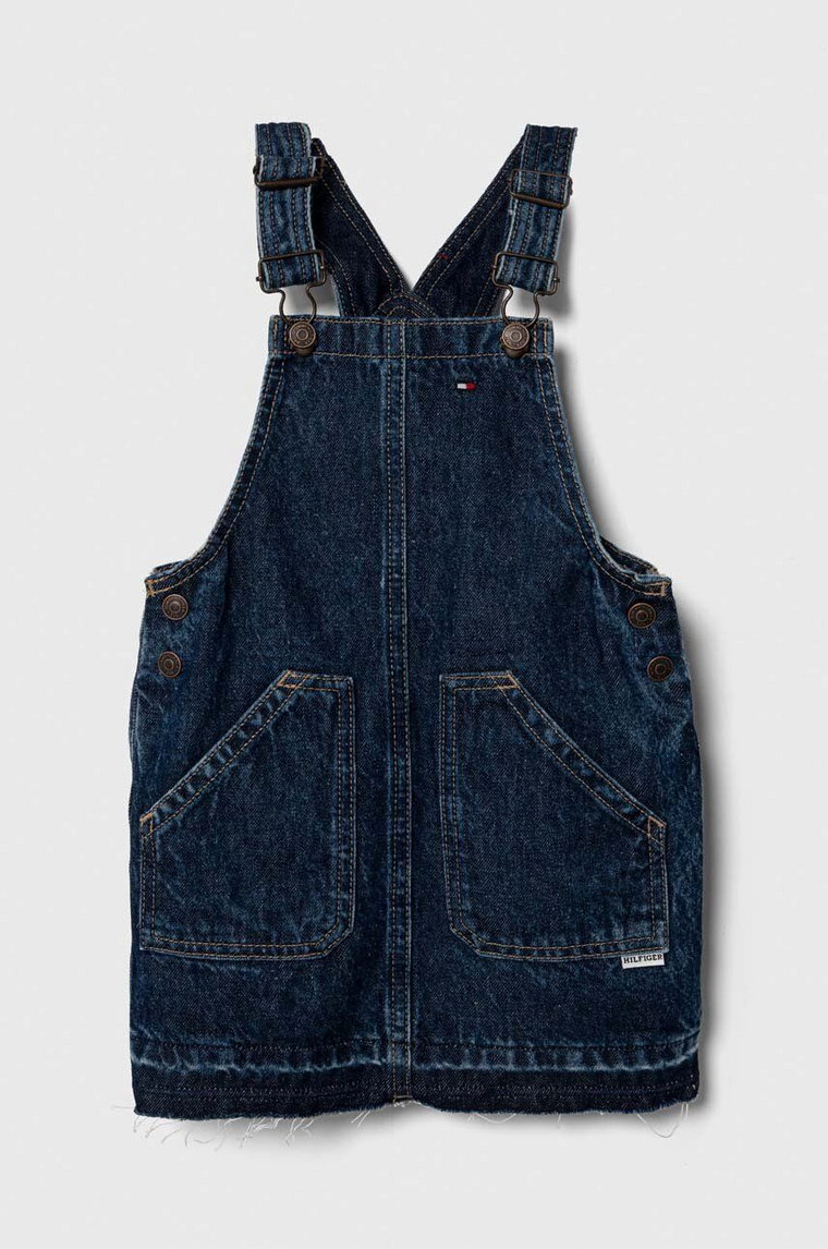 Tommy Hilfiger sukienka jeansowa dziecięca kolor niebieski mini prosta