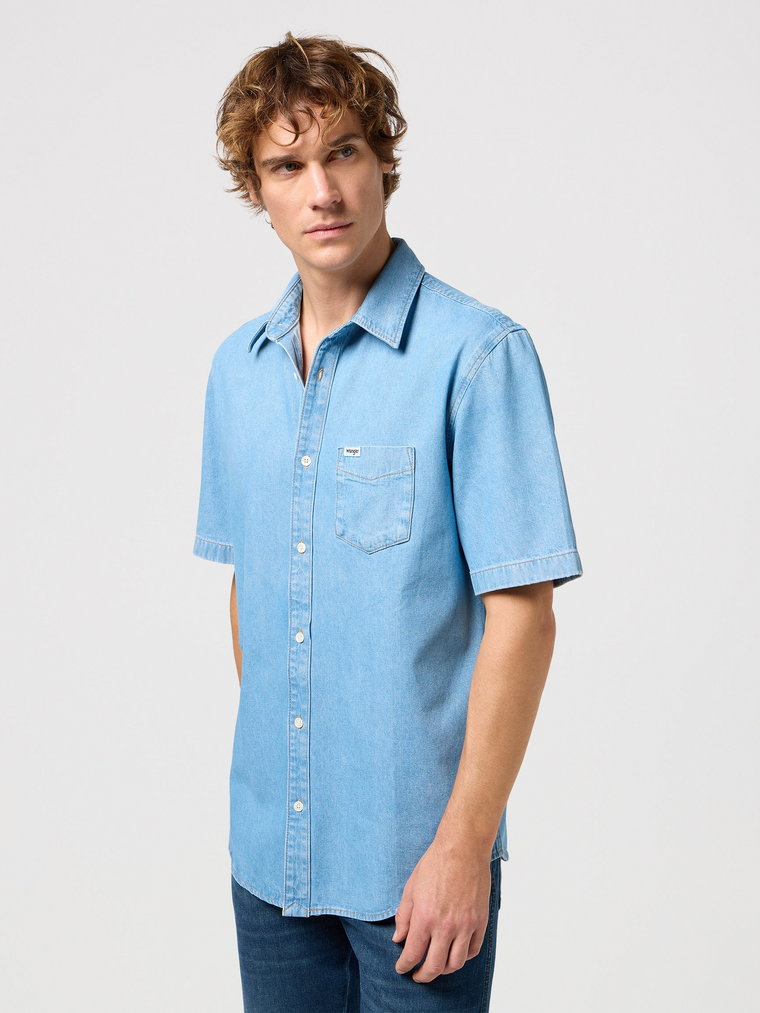 Koszula męska jeansowa Wrangler 112350473 XL Niebieska (5401019842462). Koszule męskie