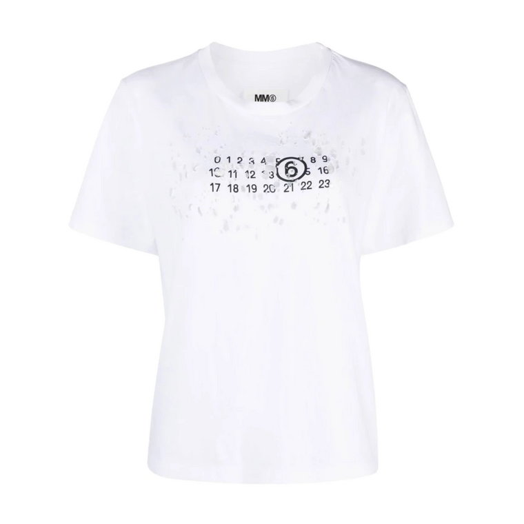 Biała Koszulka z Logo z Bawełny dla Kobiet Maison Margiela