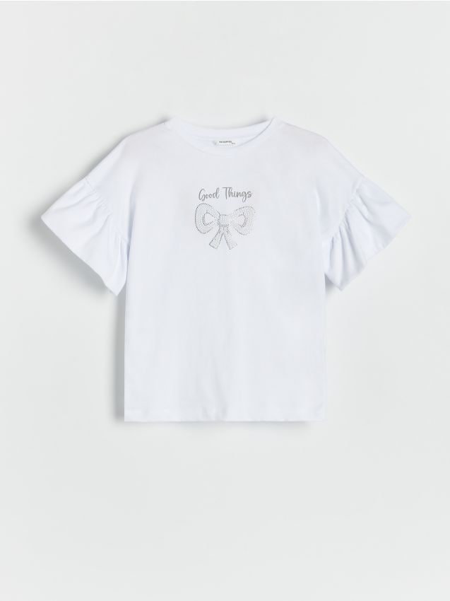 Reserved - T-shirt z aplikacją - biały