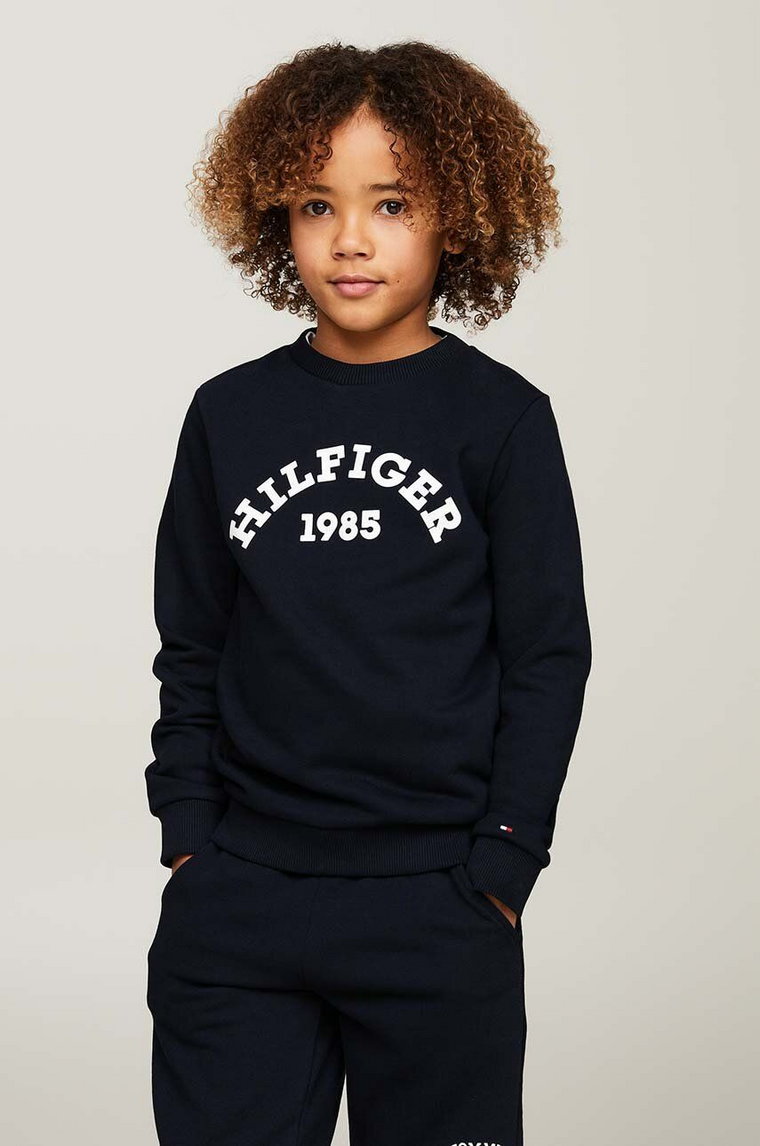 Tommy Hilfiger bluza dziecięca kolor czarny z nadrukiem