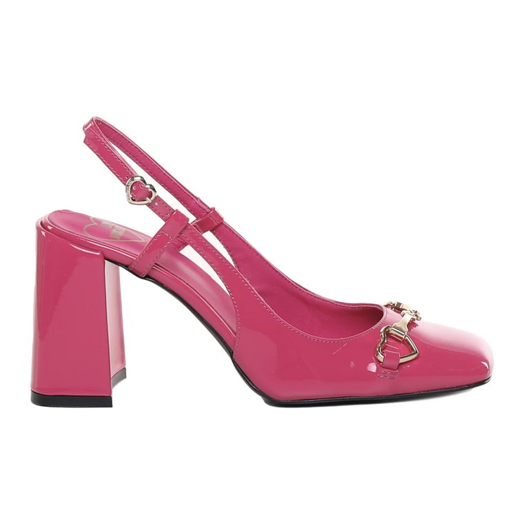 Fuchsia Slingback Pumps z Metalową Dekoracją Love Moschino