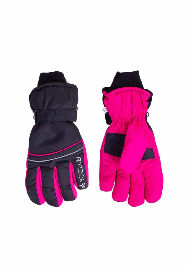 Dziewczęce rękawiczki narciarskie pięciopalczaste czarne