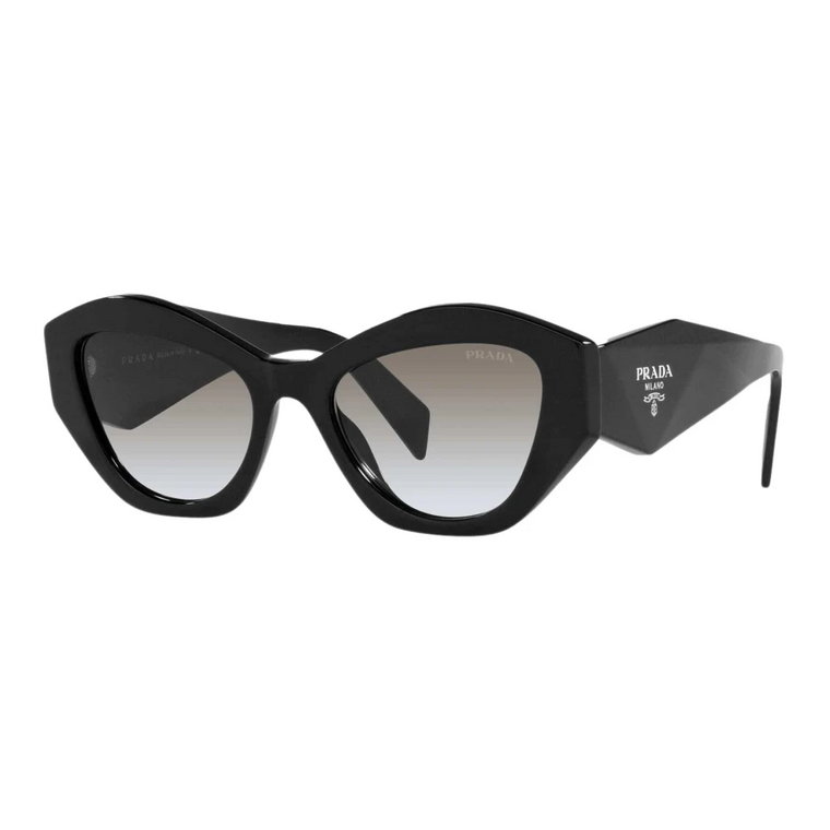 Owalne czarne okulary przeciwsłoneczne z ikonicznym logo Prada