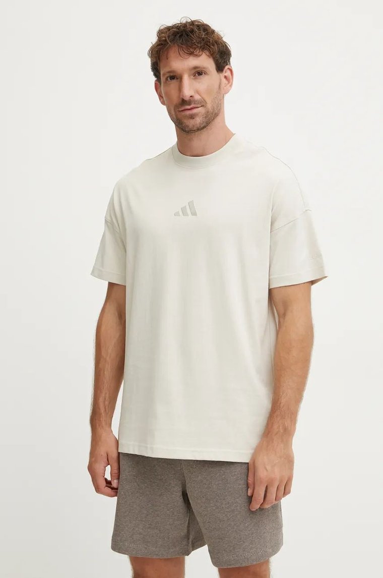 adidas t-shirt bawełniany All SZN męski kolor beżowy gładki IY4146