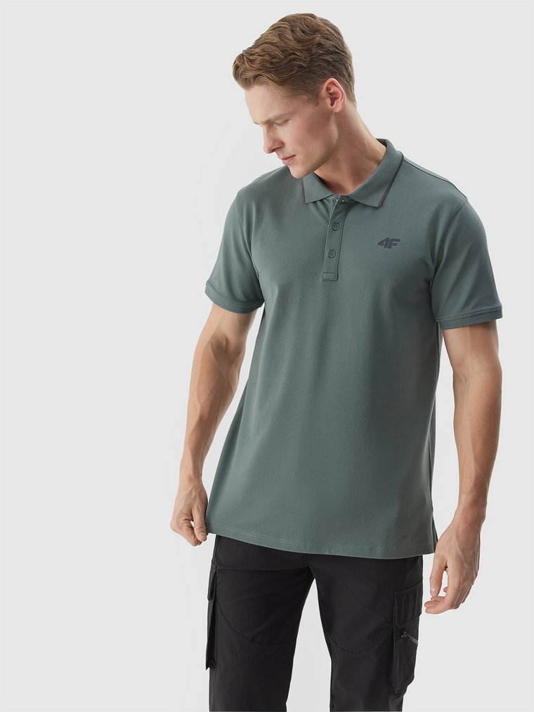 Koszulka polo regular męska - khaki