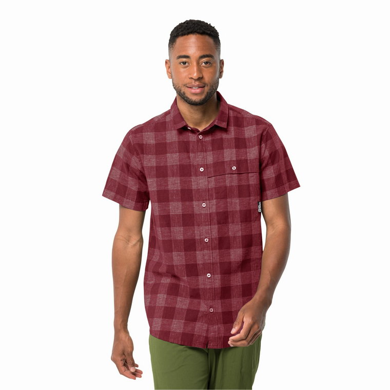 Męska koszula Jack Wolfskin HIGHLANDS SHIRT M deep ruby check - M