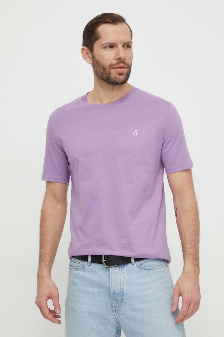 Marc O'Polo t-shirt bawełniany męski kolor fioletowy gładki