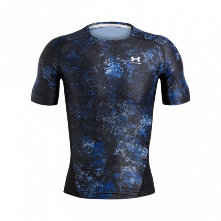 Męska koszulka treningowa Under Armour UA HG IsoChill Prtd SS - granatowa