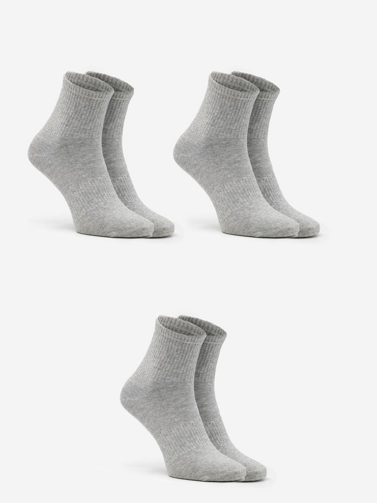 Zestaw 3 Par Krótkich Skarpet Męskich Szarych Urban Socks No Logo