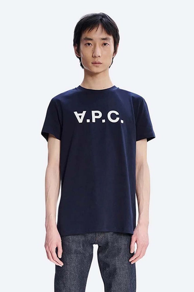 A.P.C. t-shirt bawełniany Vpc Kolor kolor granatowy z nadrukiem COBQX.H26943-DARKNAVY