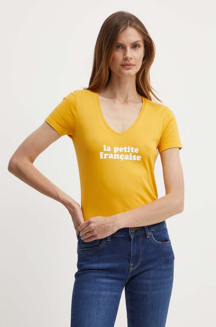 La Petite Française t-shirt bawełniany THIBAULT damski kolor pomarańczowy