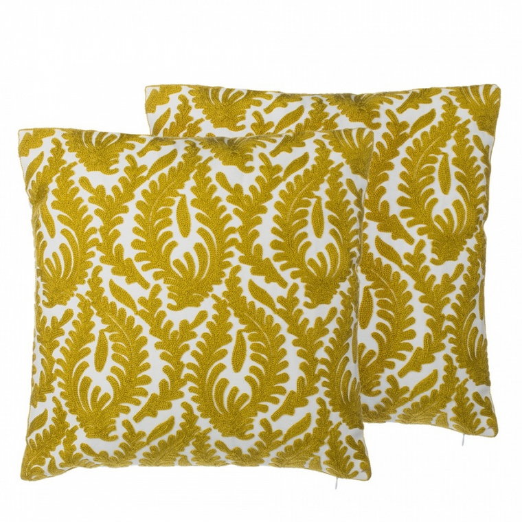 Zestaw 2 poduszek dekoracyjnych haftowanych 45 x 45 cm żółty PRIMULA kod: 4251682239646