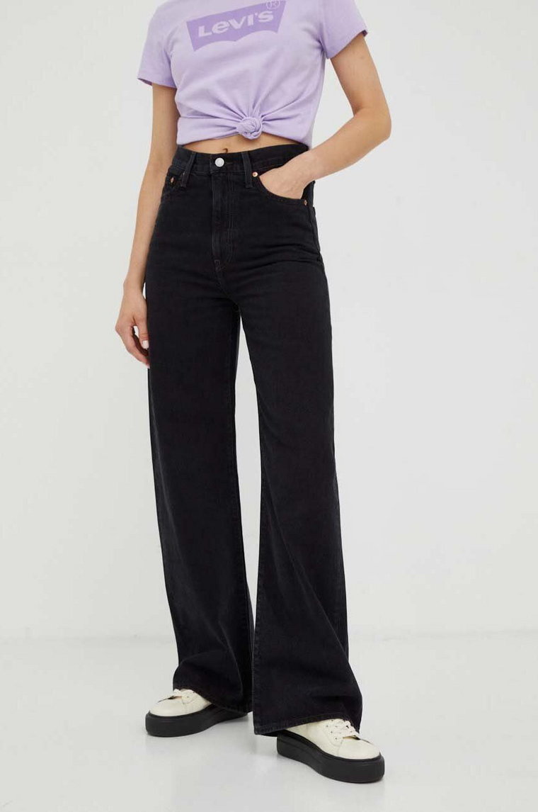 Levi's jeansy RIBCAGE WIDE LEG H223 damskie kolor czarny