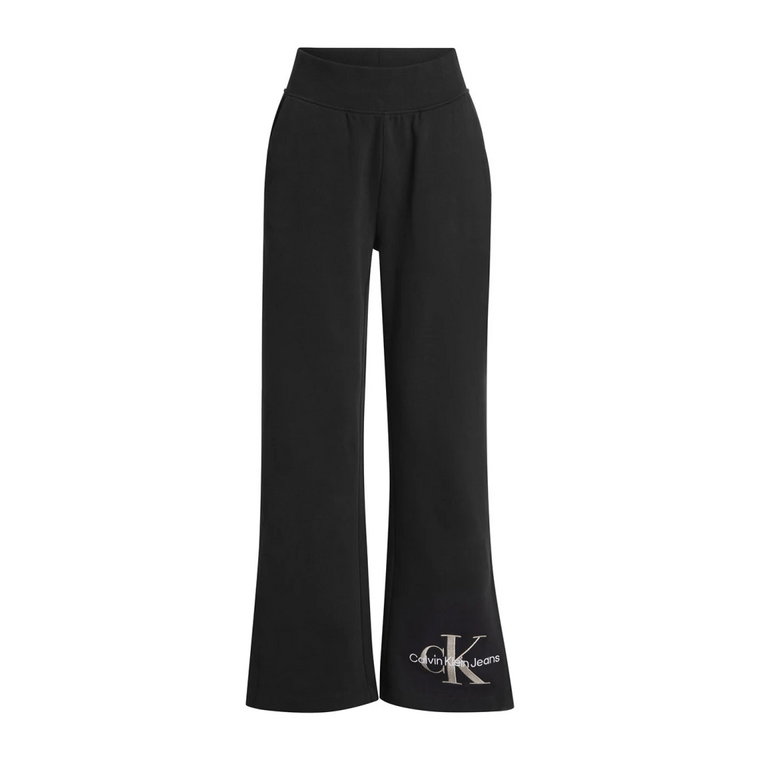Czarne spodnie z rozszerzanymi nogawkami Calvin Klein