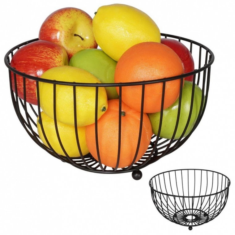 Koszyk na owoce i warzywa kosz metalowy czarny miska loft 25 cm kod: O-229017