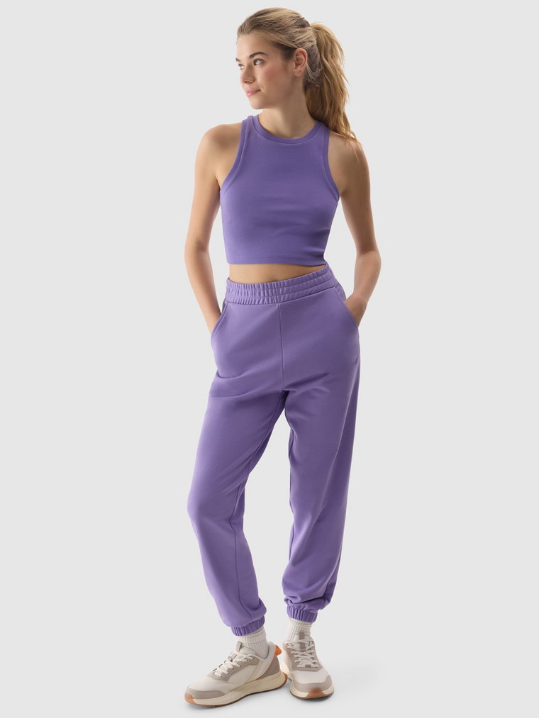 Spodnie dresowe joggery damskie - fioletowe