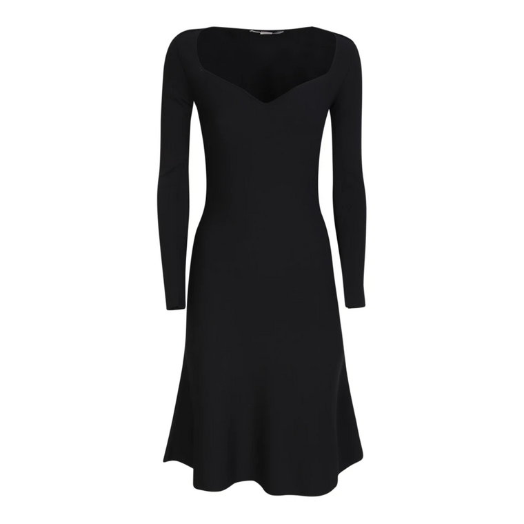 Elegancka Czarna Sukienka Midi z Dekoltem w Sercowym Kształcie Stella McCartney