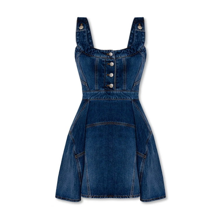 Niebieska Sukienka Jeansowa Mini Alexander McQueen