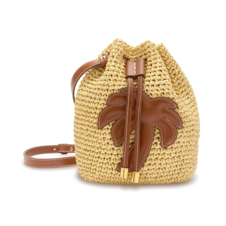 Wyjątkowa pleciona torba wiaderkowa z motywem palmowym Palm Angels