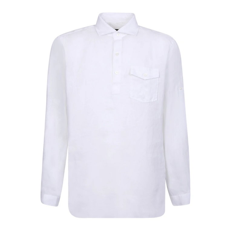 Biała lniana koszula męska - włoskie rzemiosło Lardini