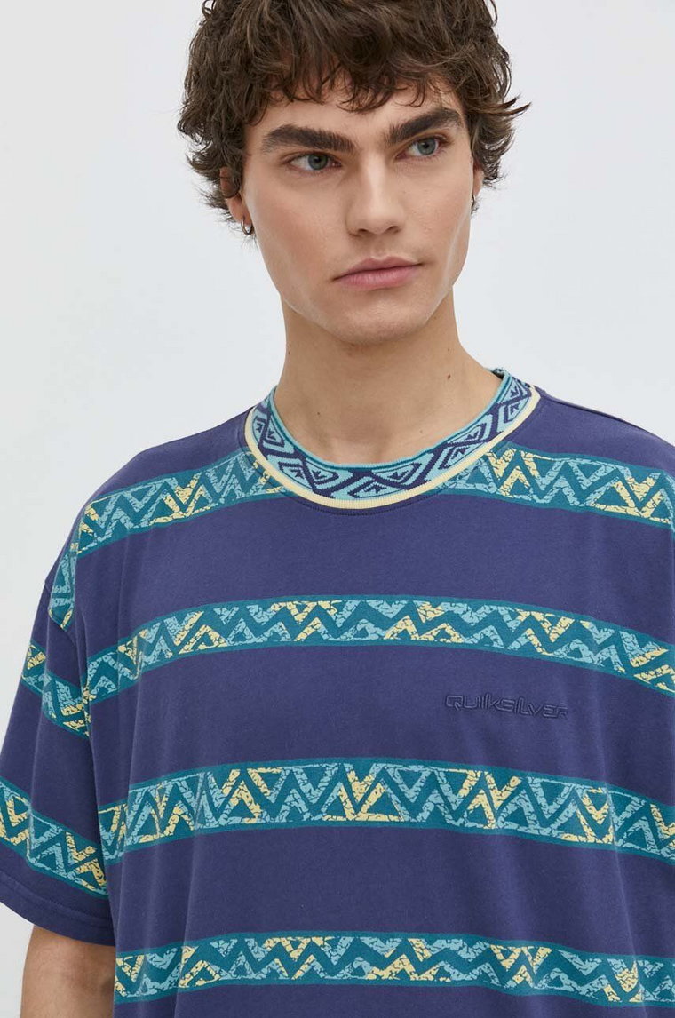 Quiksilver t-shirt bawełniany męski kolor niebieski wzorzysty
