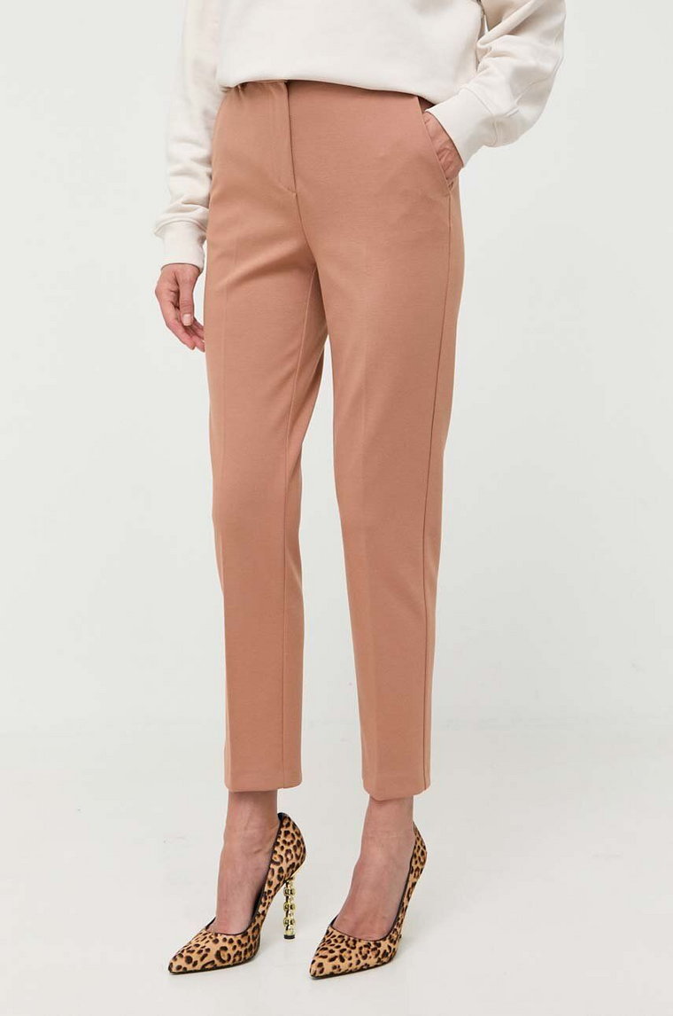 Pinko spodnie damskie kolor brązowy proste high waist