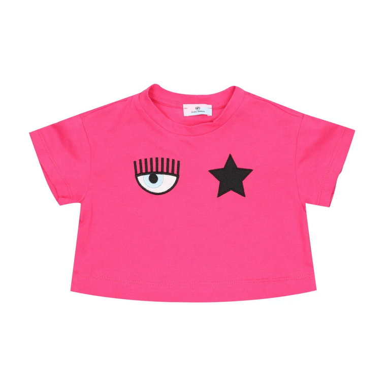 Fuchsia Dziecięcy Crop Top z Logo Eye Star Chiara Ferragni Collection