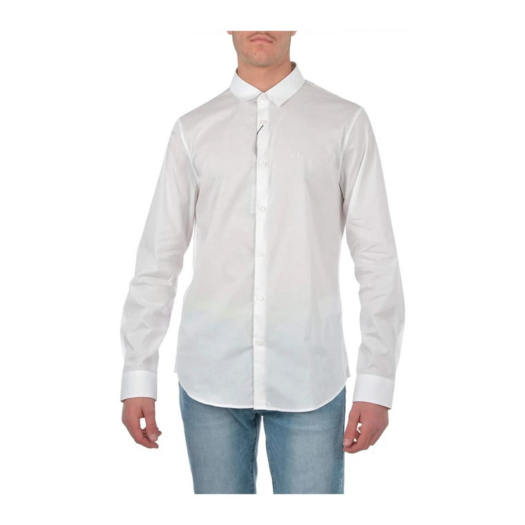 Biała Koszula z Logo i Kontrastem Emporio Armani