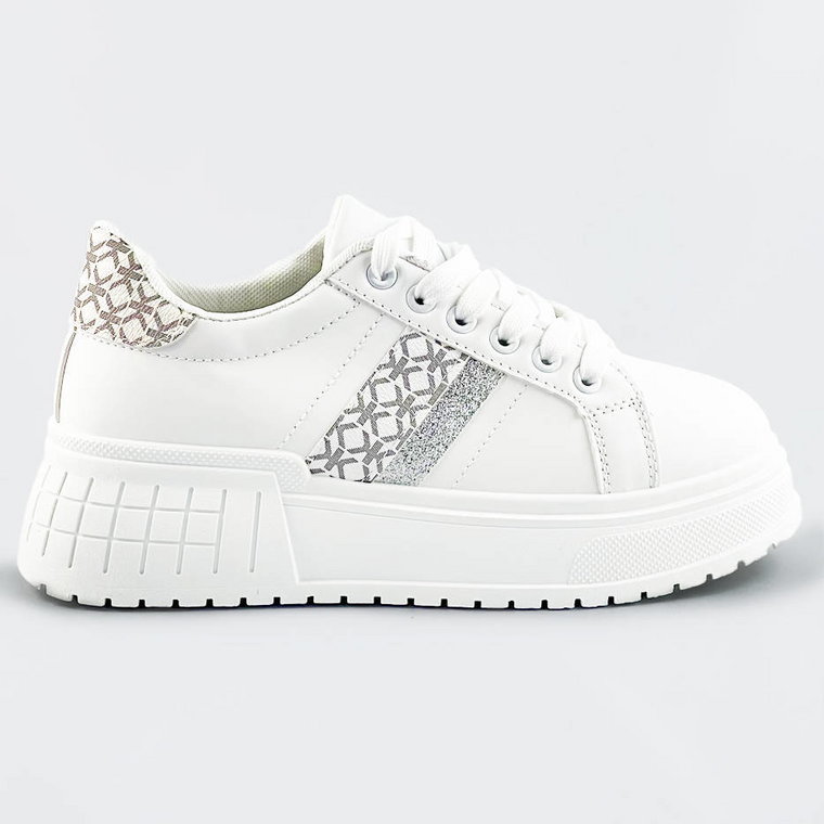 Sneakersy na grubej podeszwie białe (ad-576)