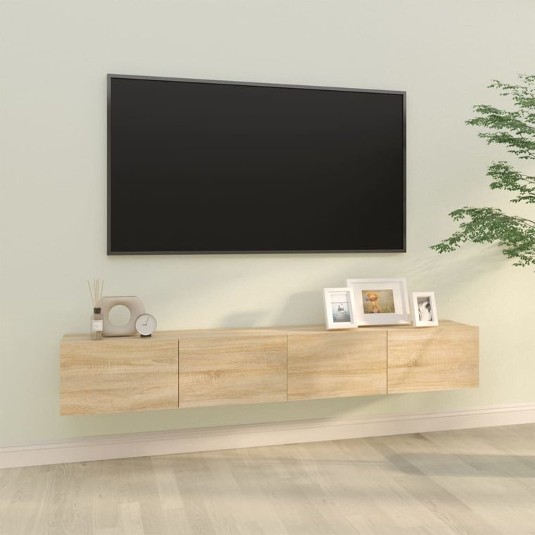 vidaXL Szafki ścienne pod TV, 2 szt., dąb sonoma, 100x30x30 cm