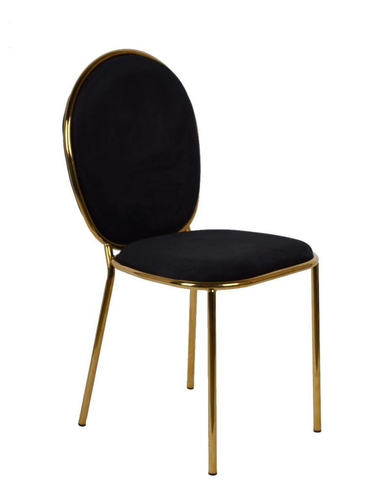 Krzesło welurowe MIA HOME Lola, czarno-złote, 44x51x92 cm