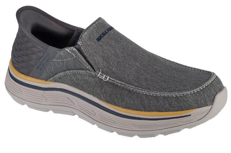 Skechers Slip-Ins Remaxed - Fenick 204839-CHAR, Męskie, Szare, półbuty, skóra naturalna, rozmiar: 41