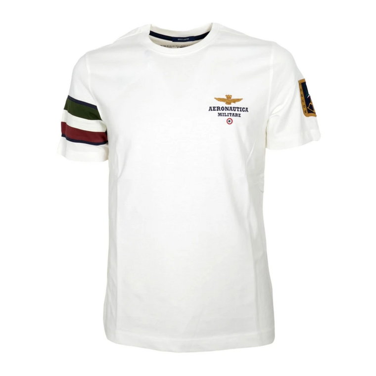 Męska Bawełniana Koszulka Jersey Biały Ts2230 Aeronautica Militare