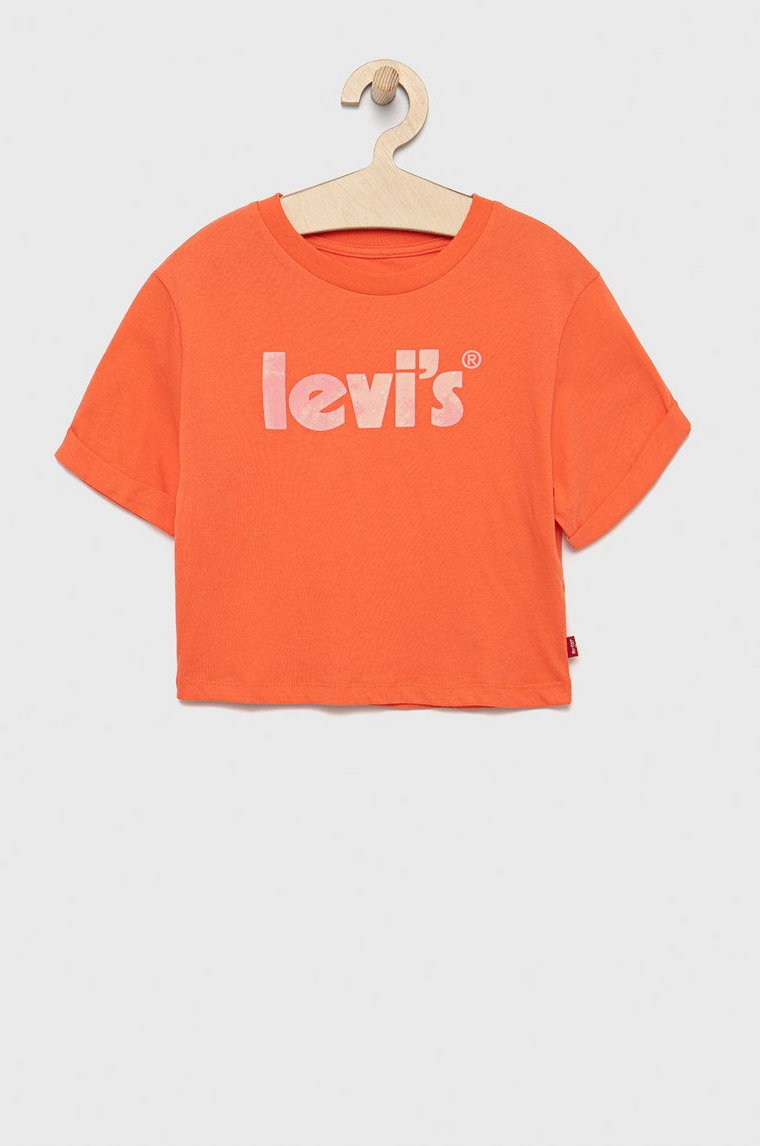 Levi's t-shirt bawełniany dziecięcy kolor pomarańczowy