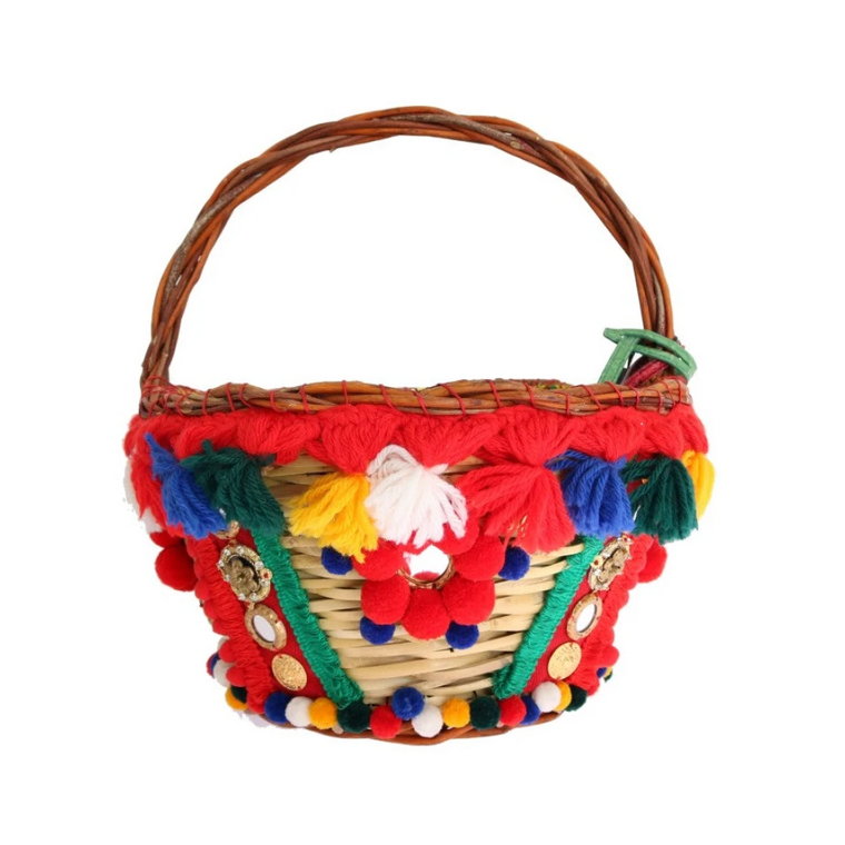 Wielokolorowa torba Agnese z kryształkami Pom Pom Dolce & Gabbana