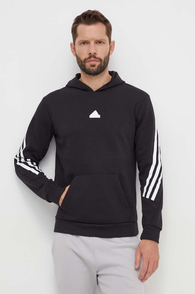 adidas bluza męska kolor czarny z kapturem z nadrukiem IN1841