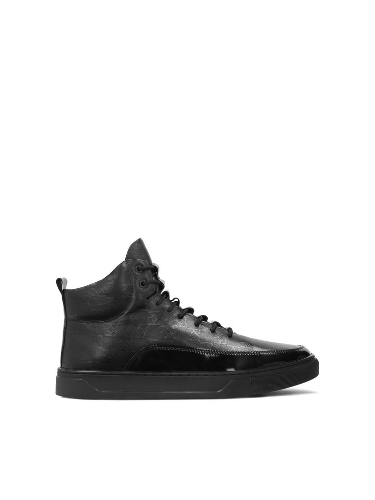 Czarne wysokie sneakersy męskie zdobione monogramami
